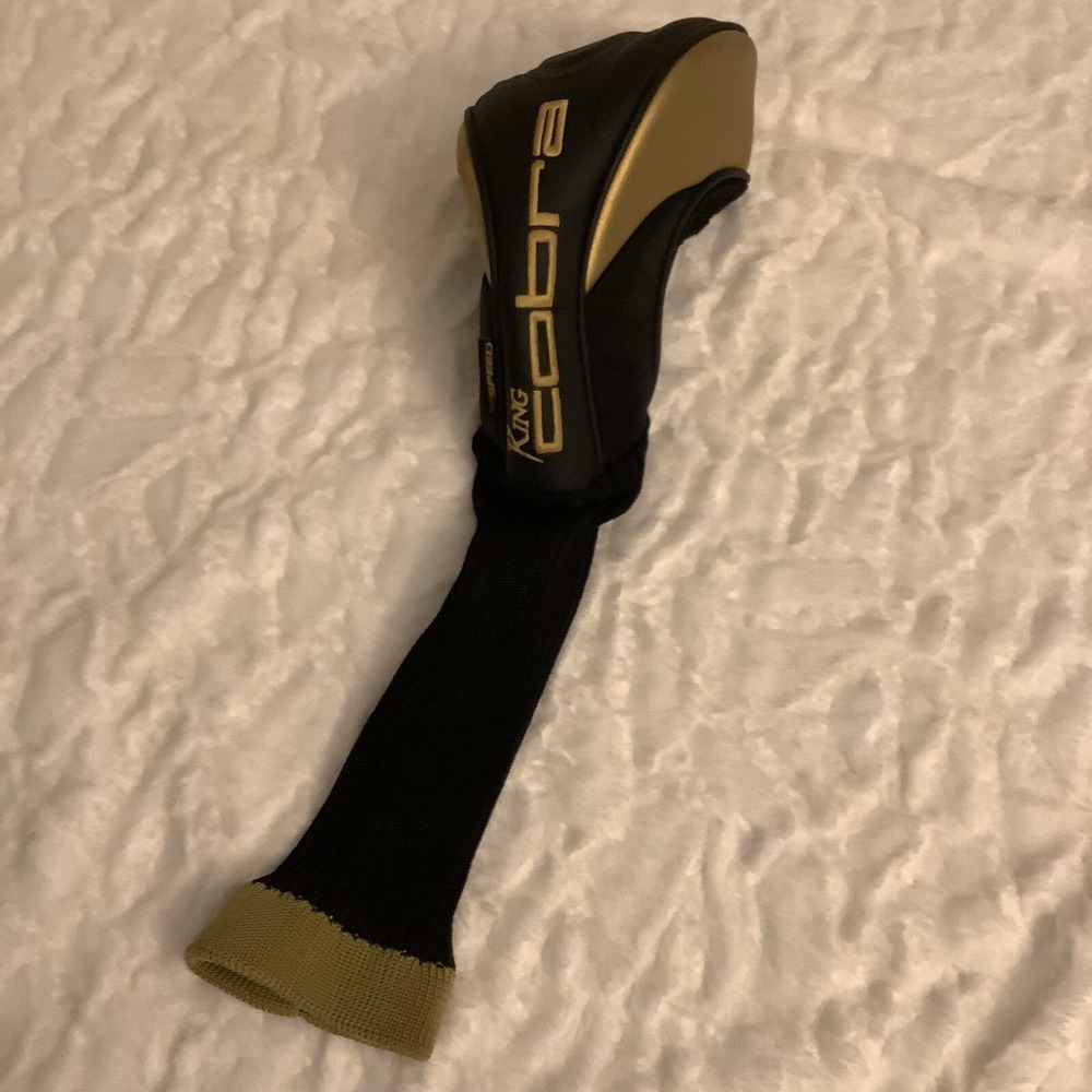 King Cobra Driver Golf Head Cover Black Gold Knit Sock Protective Sleeve